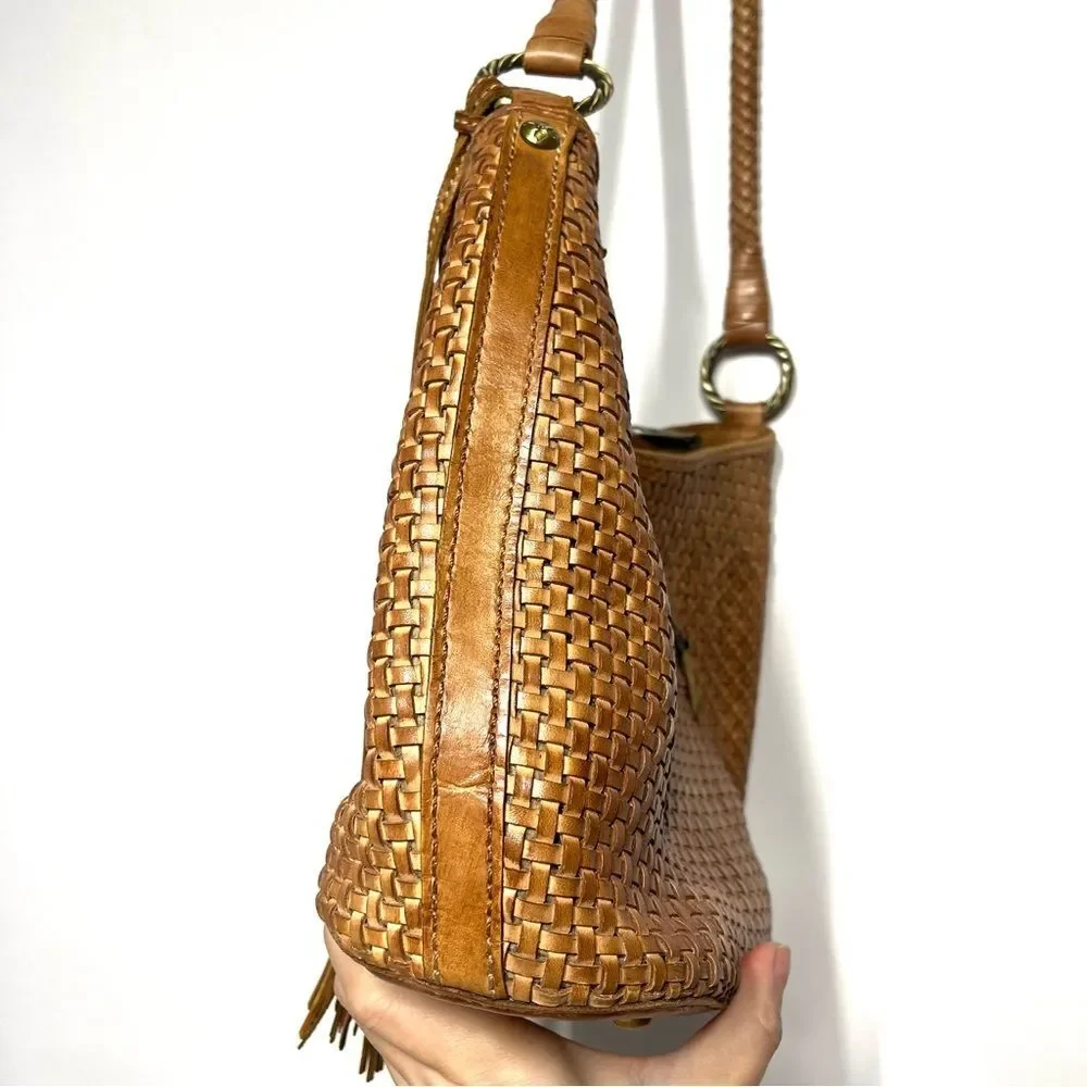Patricia Nash Woven Leather Castelli Square Hobo in Sand